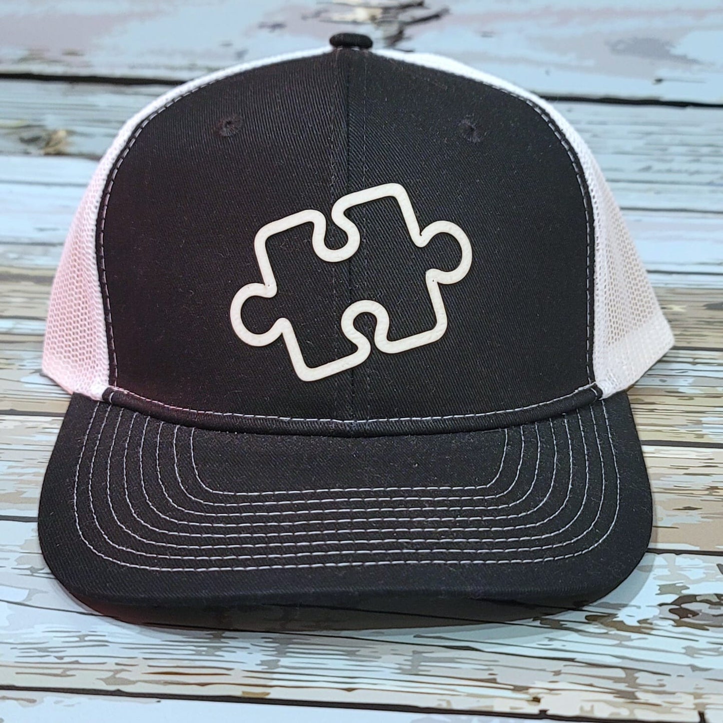 Baseball Cap - Puzzle Piece w. Leatherette Patch Design