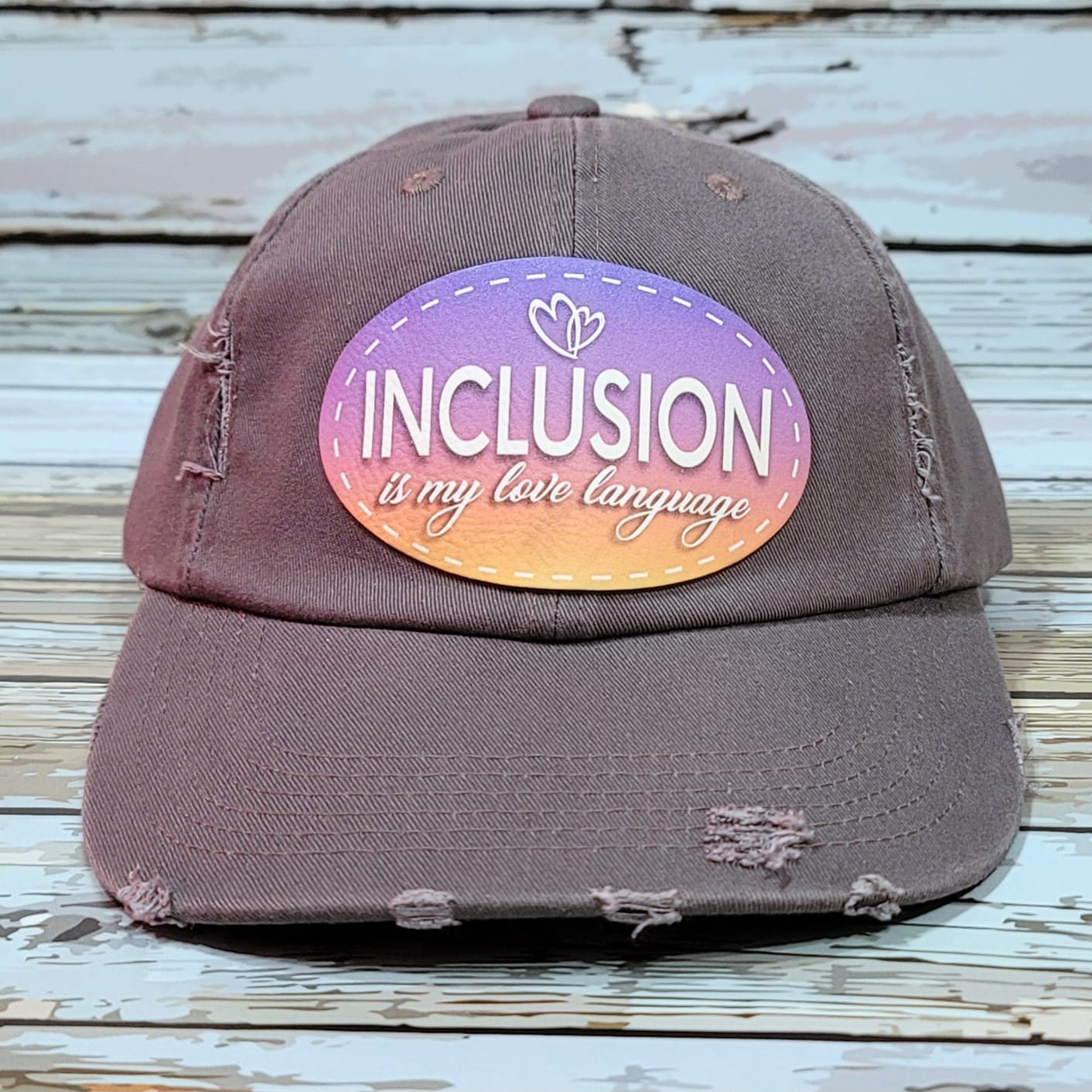 Baseball Cap - Distressed Inclusion Matters w. Leatherette Patch Design