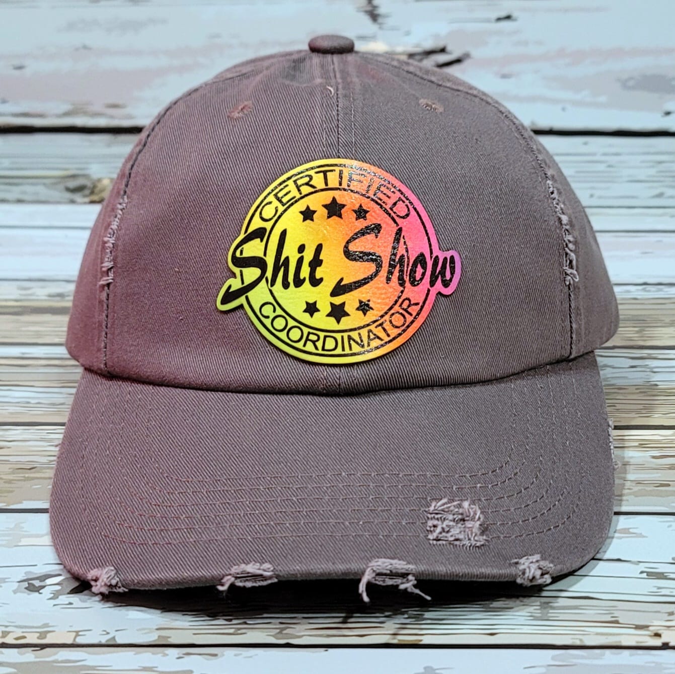 Baseball Cap - Distressed Shit Show w. Leatherette Patch Design