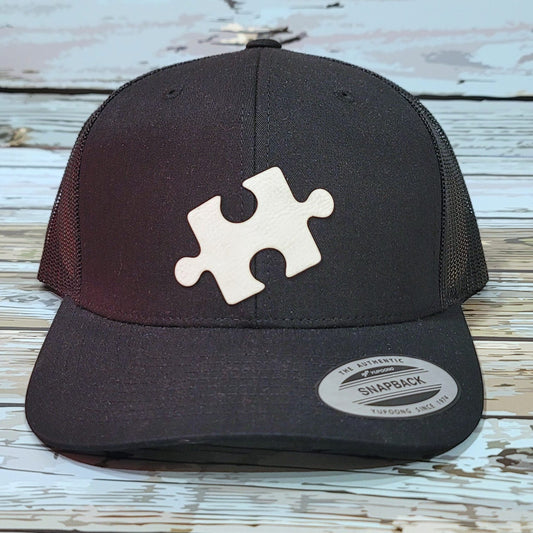 Baseball Cap - Puzzle Piece w. Leatherette Patch Design