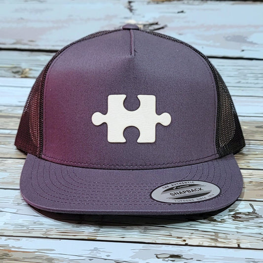 Baseball Cap - Puzzle Piece w. Leatherette Patch Design