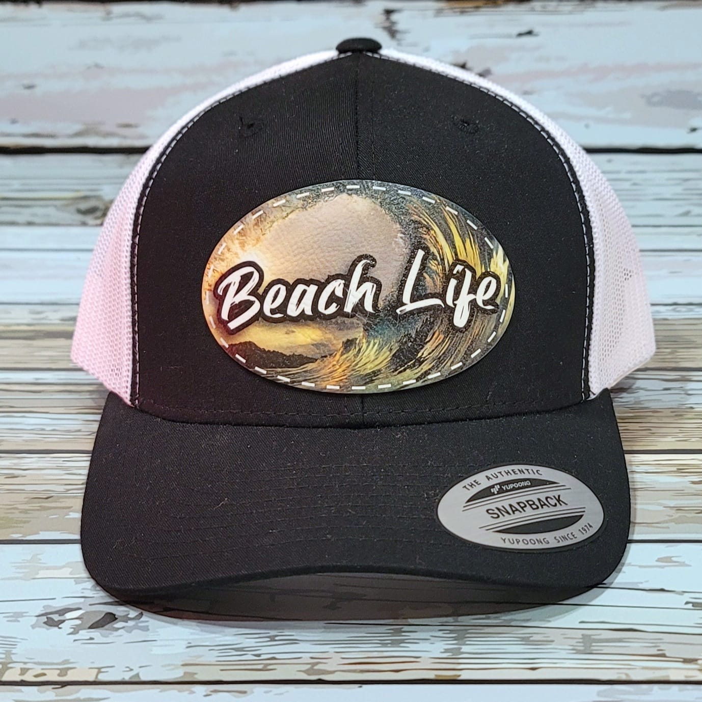 Baseball Cap - Beach Life w. Leatherette Patch Design