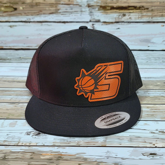 Baseball Cap - Phoenix Suns w. Leatherette Basketball Texture Patch Design