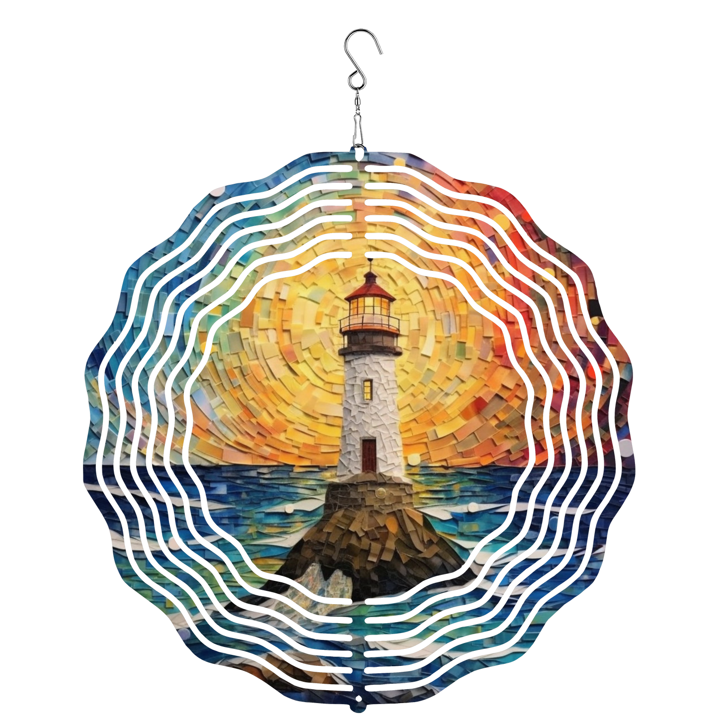 10in Wind Spinner - 2 Sided Lighthouse